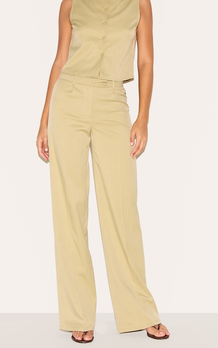 Tall Pantalon de tailleur droit argile à taille mi-haute image 2