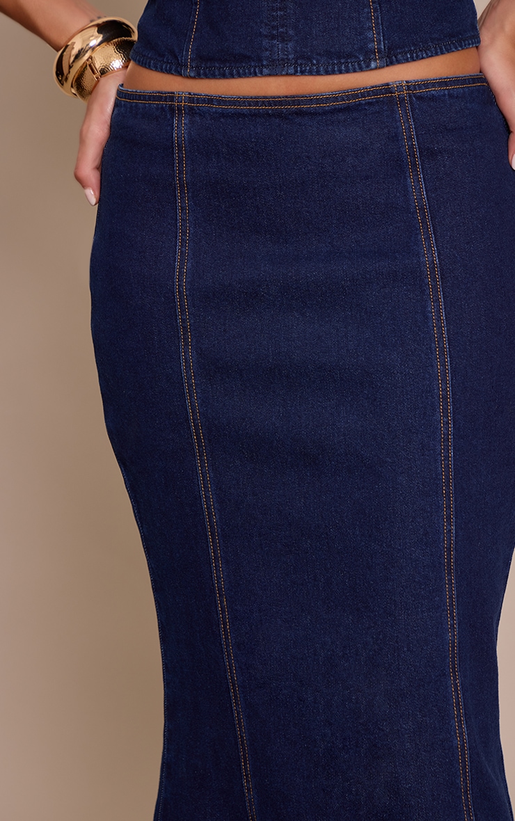 Indigo Fishtail Style Denim Maxi Skirt  image 4