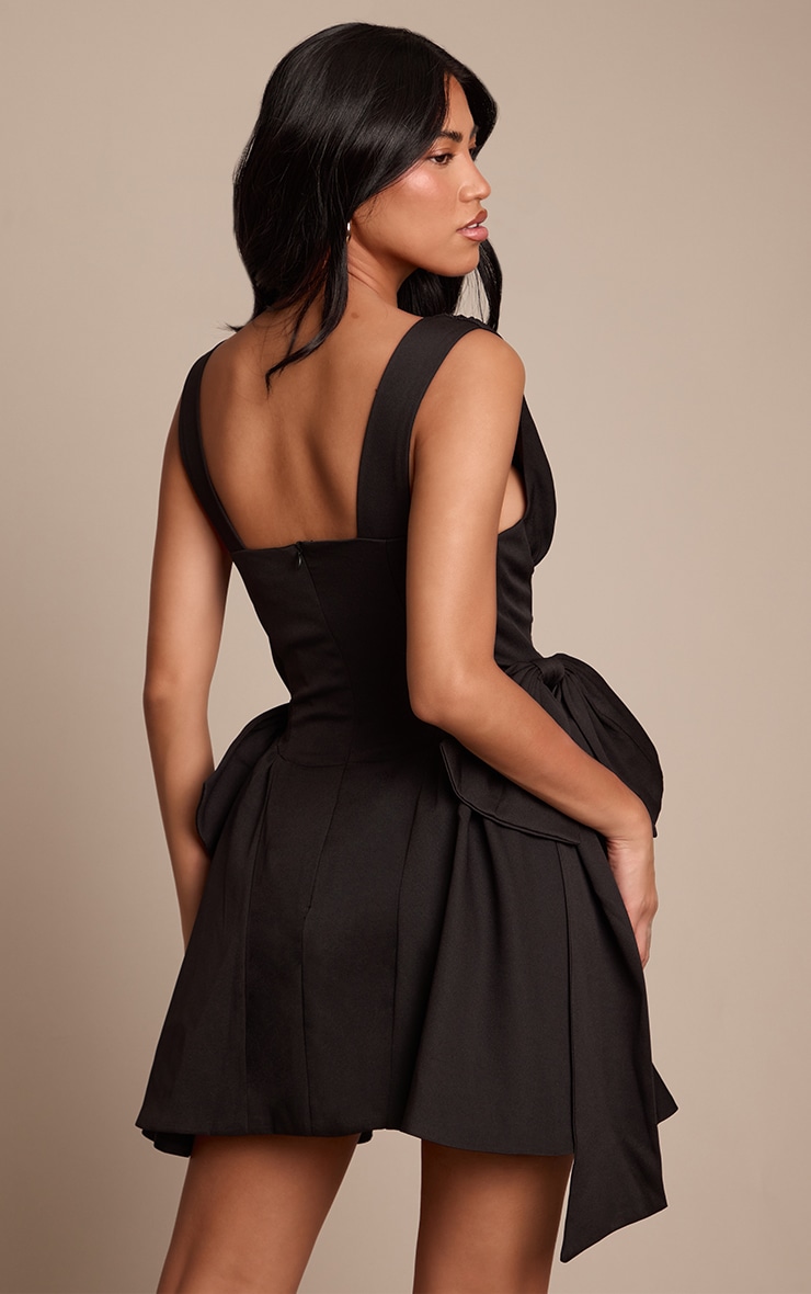 Black Bow Detail Woven Shift Dress image 2