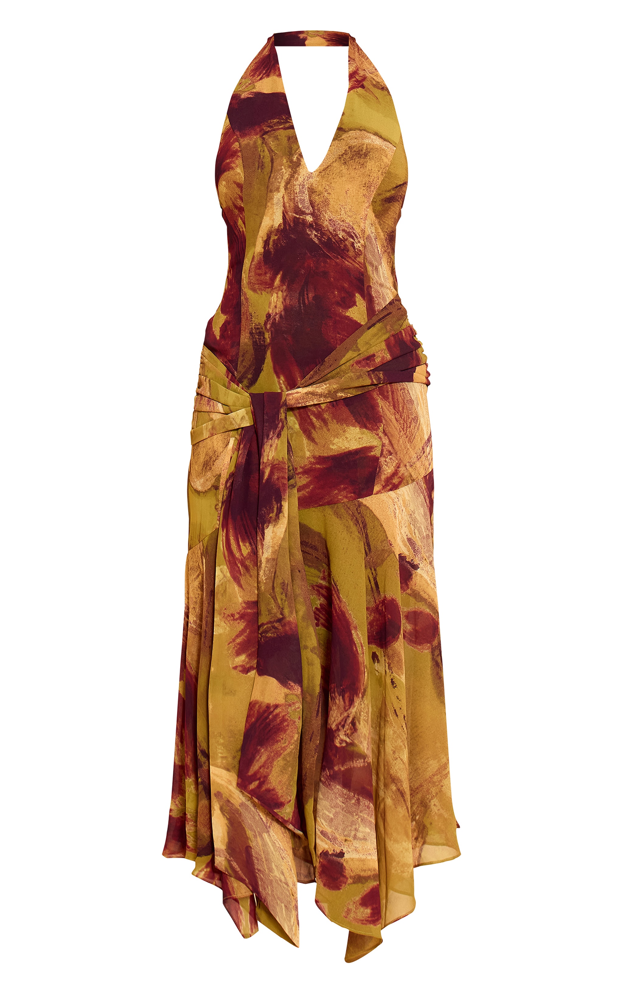 Shape Green Marble Print Halterneck Wrap Waist Maxi Dress image 5