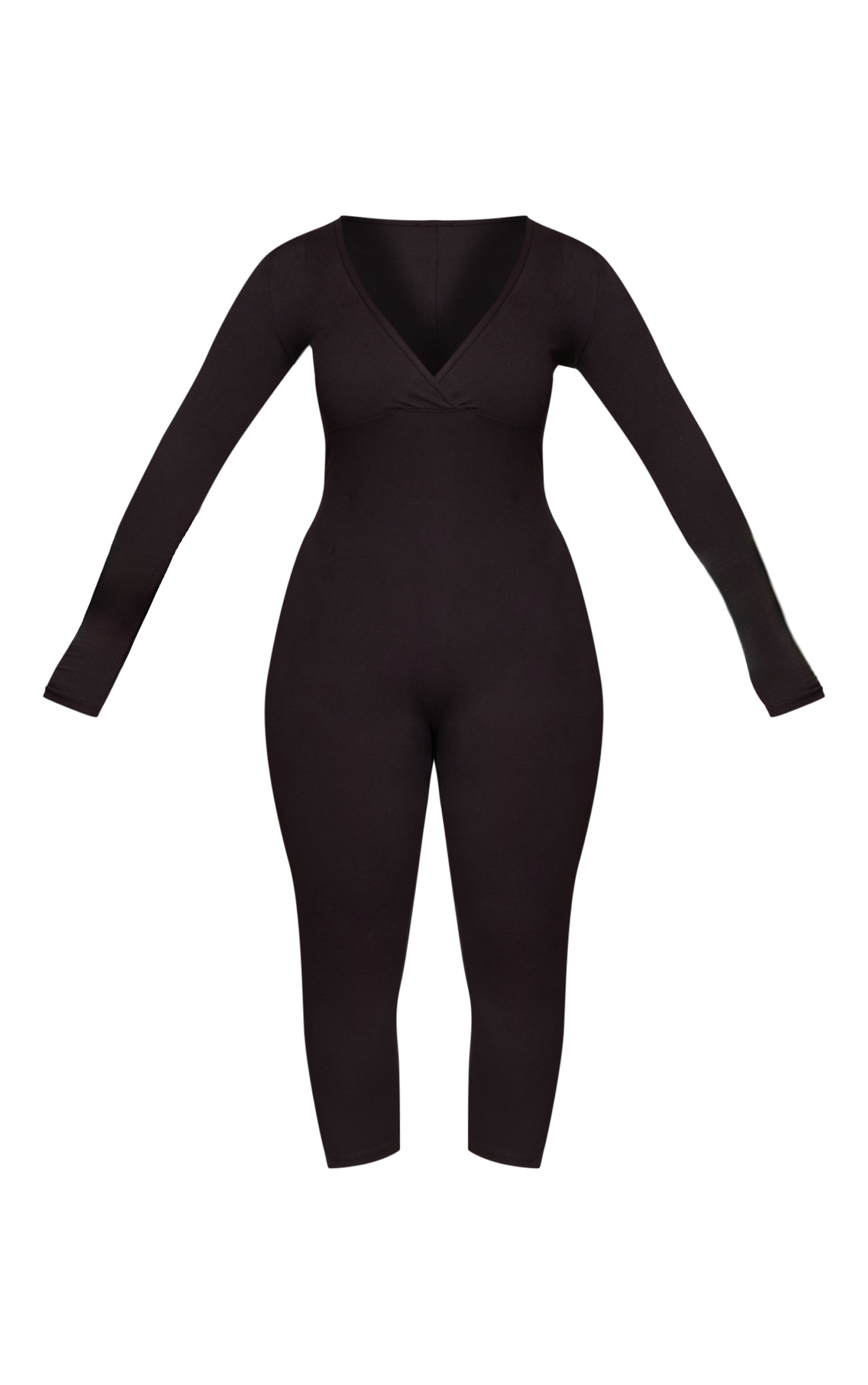 Shape Black Sculpt Long sleeve wrap V neck Capri Jumpsuit image 5