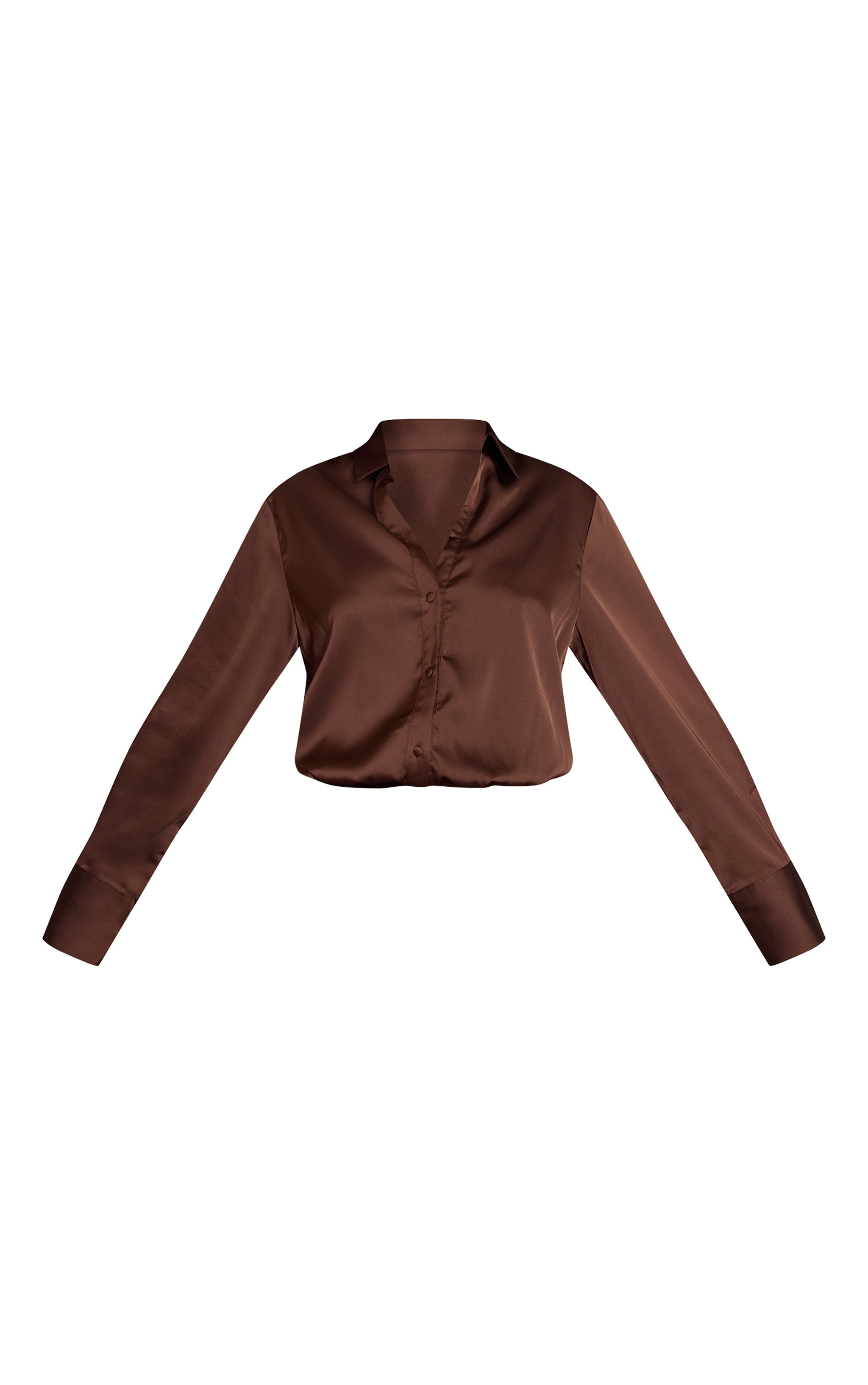 Chocolate Satin Oversized Long Sleeve Shirt image 5