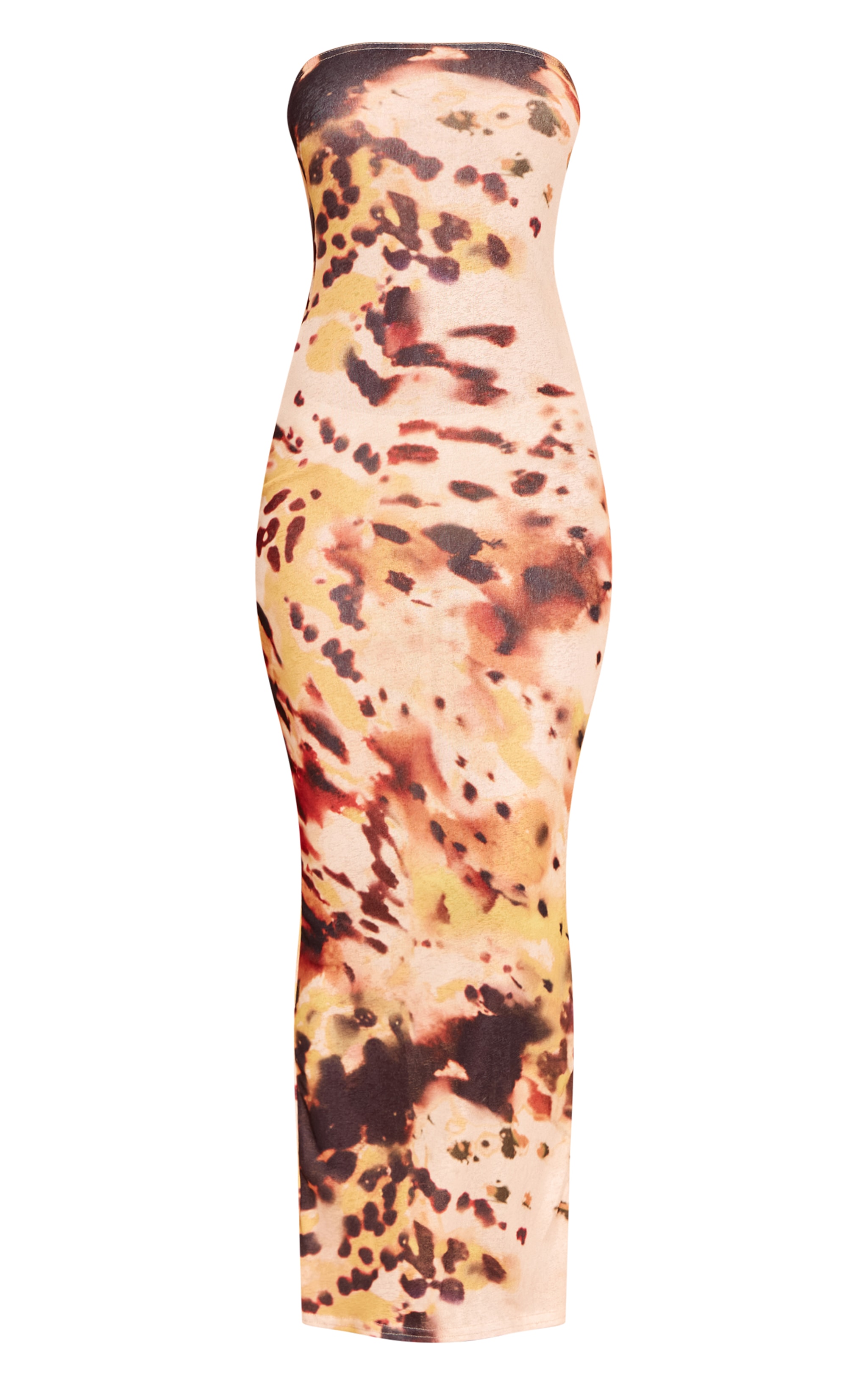 Yellow Abstract Printed Onion Skin Bandeau Maxi Dress image 5