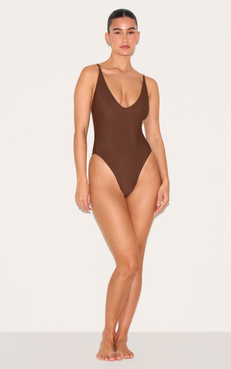 Chocolate Low Scoop Basic Swimsuit image 3