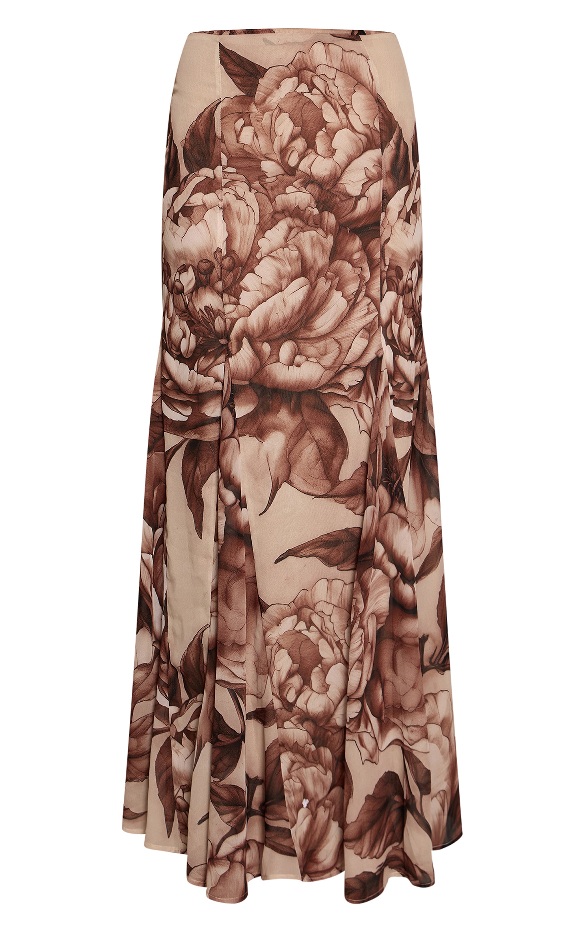 Cream Printed Godet Maxi Skirt image 5