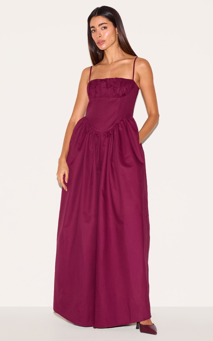 Combinaison large deluxe prune à détail corset et fronces image 3