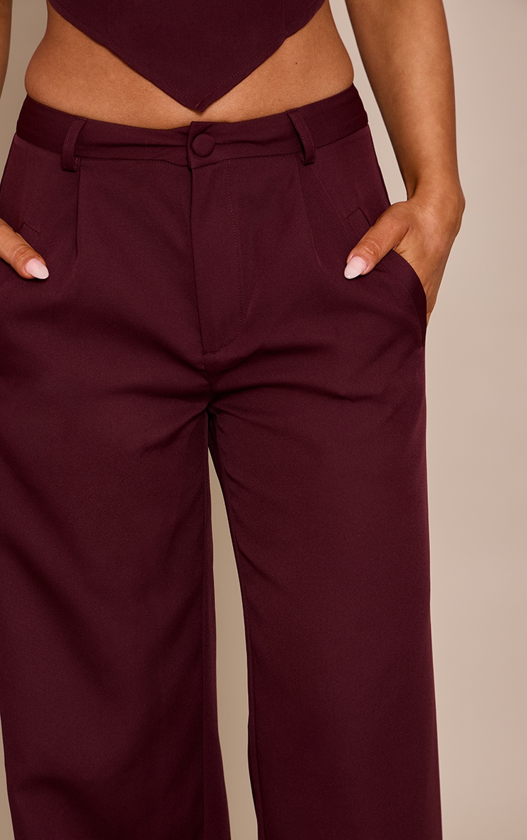 Plum Woven Pleat Detail Wide Leg Pants image 4