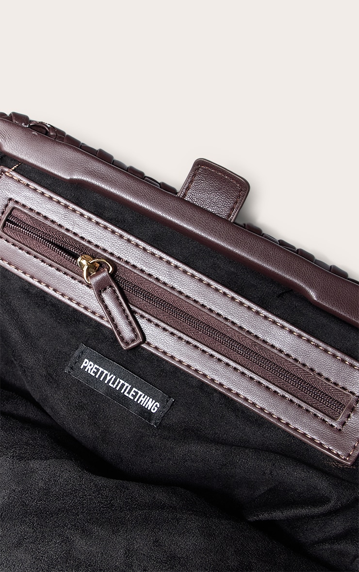 Premium Chocolate Oversized Hand Weave Clutch Bag image 5