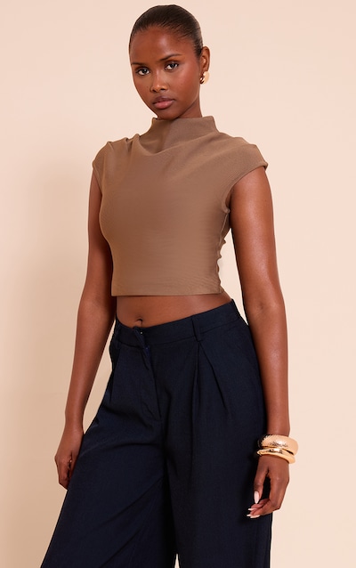 Mushroom Bandage Pleat Detail Cap Sleeve Top
