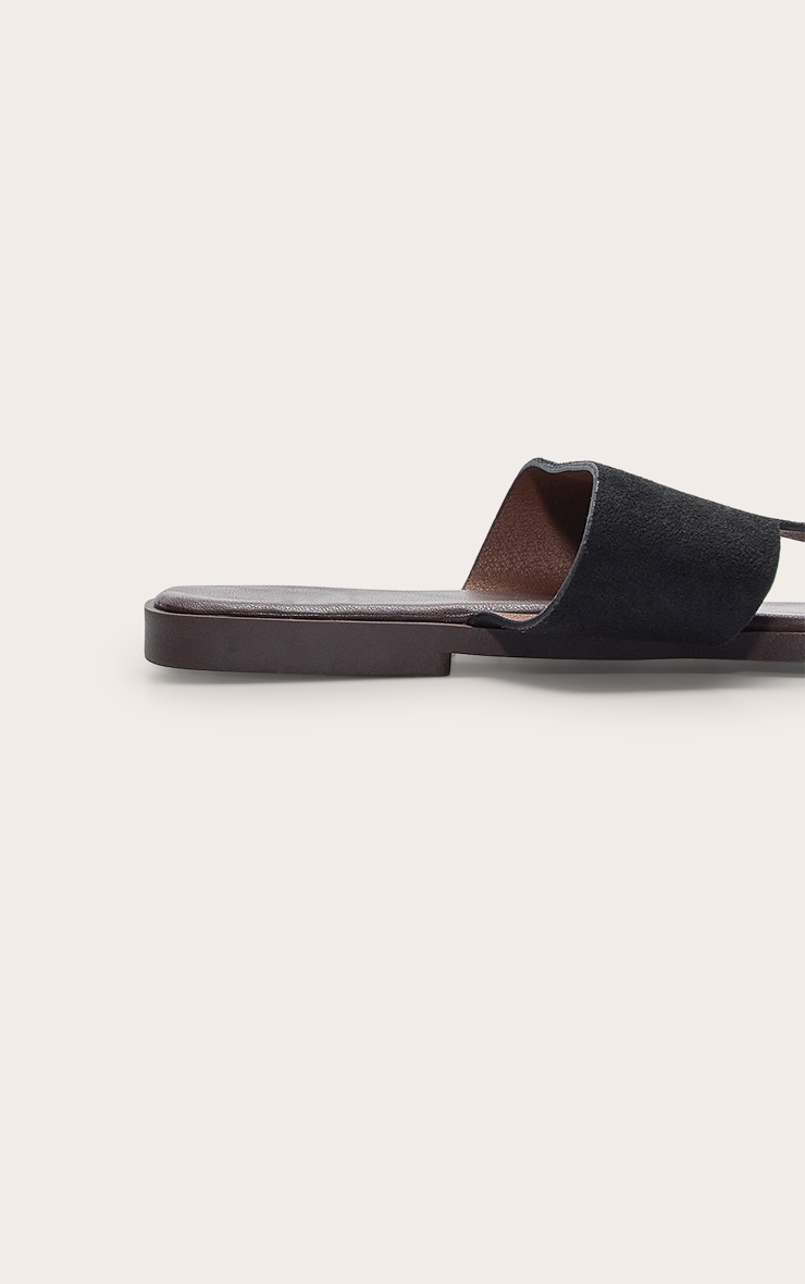 Black Faux Suede Toe Thong Gold Hardware Sandal image 4