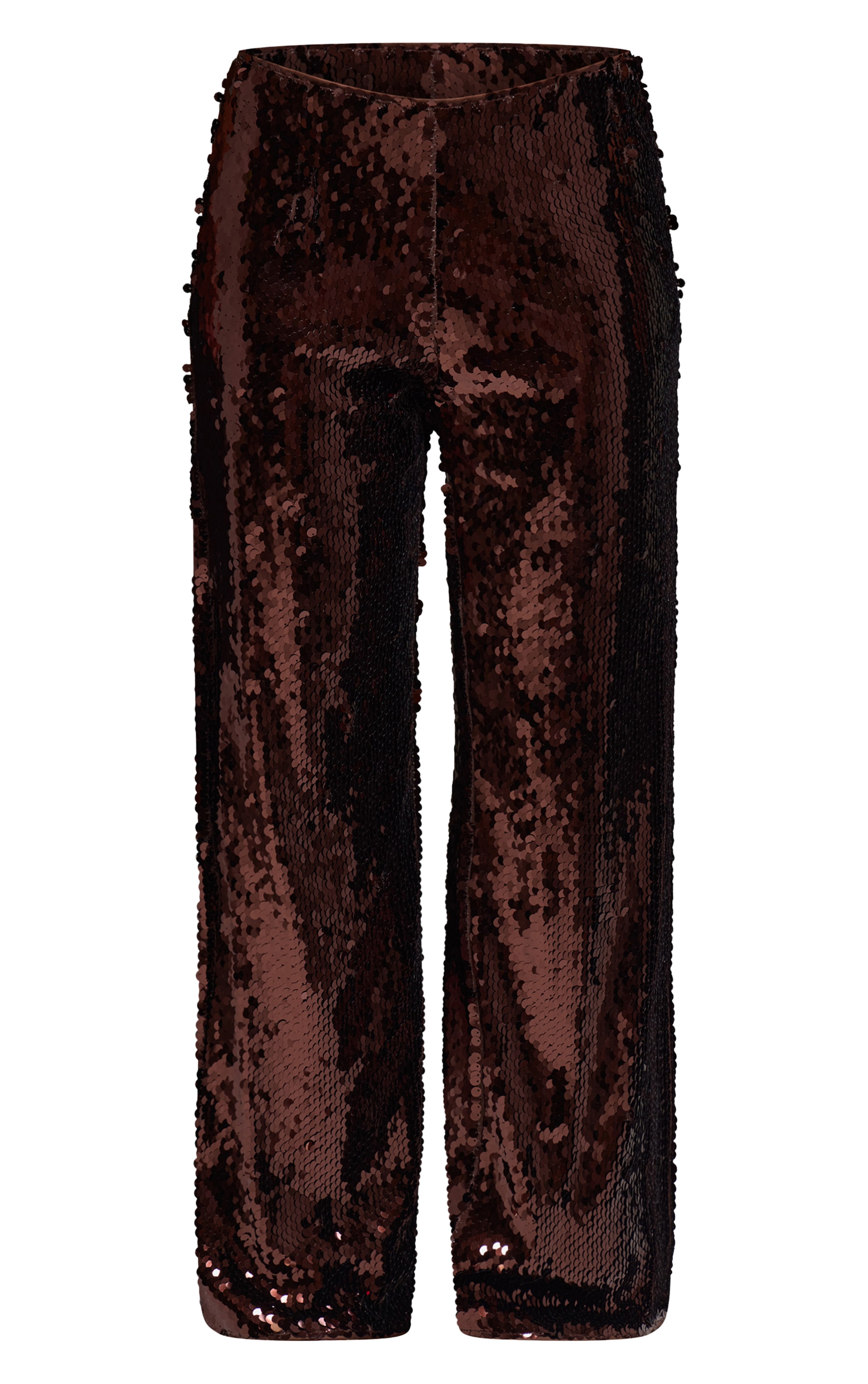 Pantalon fluide large chocolat à sequins image 5