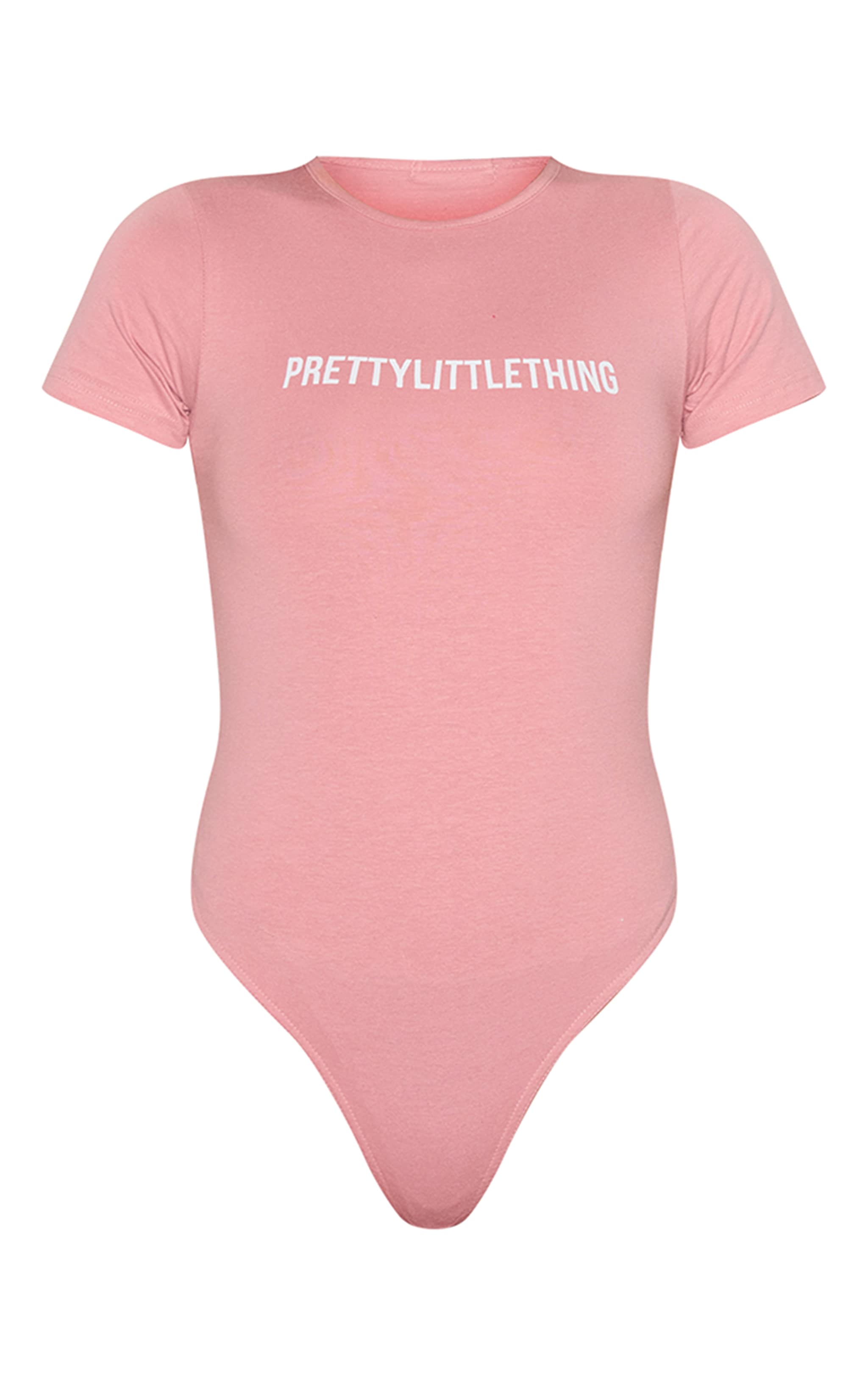 PRETTYLITTLETHING Light Pink Logo Short Sleeve Bodysuit image 5