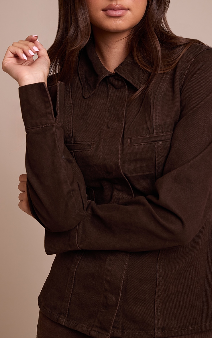 Dark Chocolate Fitted Seam Detail Shirt image 4
