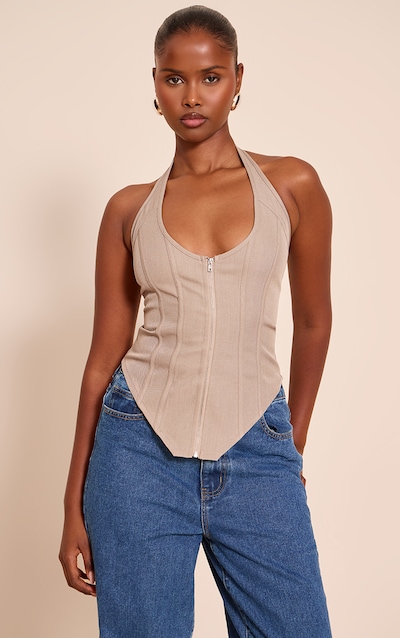 Mushroom Boned Dip Hem Corset