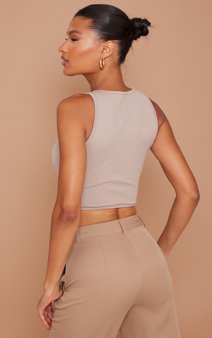 Stone Wide Contour Rib Twist Front Crop Top image 2