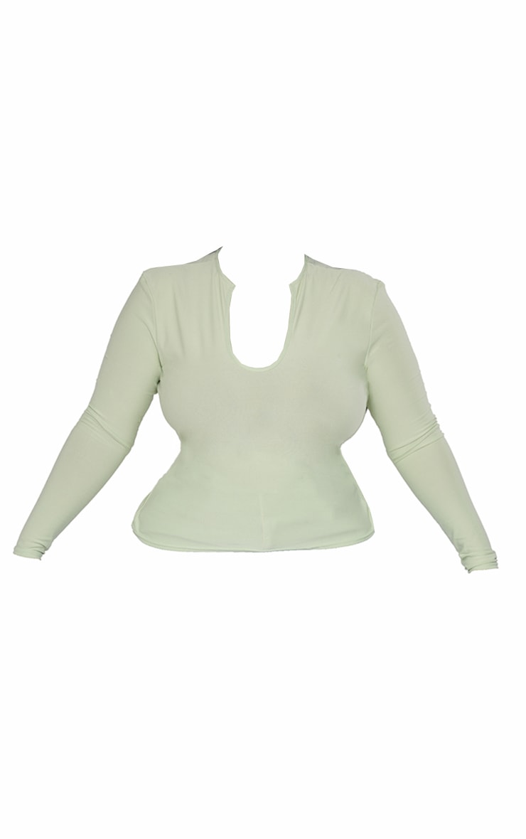 Plus Mint Soft Touch V Neck Longsleeve Top image 5