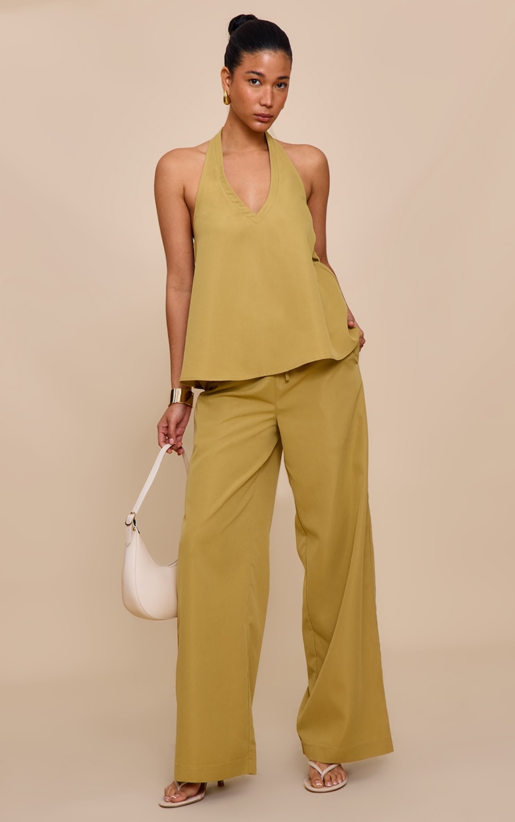 Sand Tailored Halter Frill Detail Top image 3