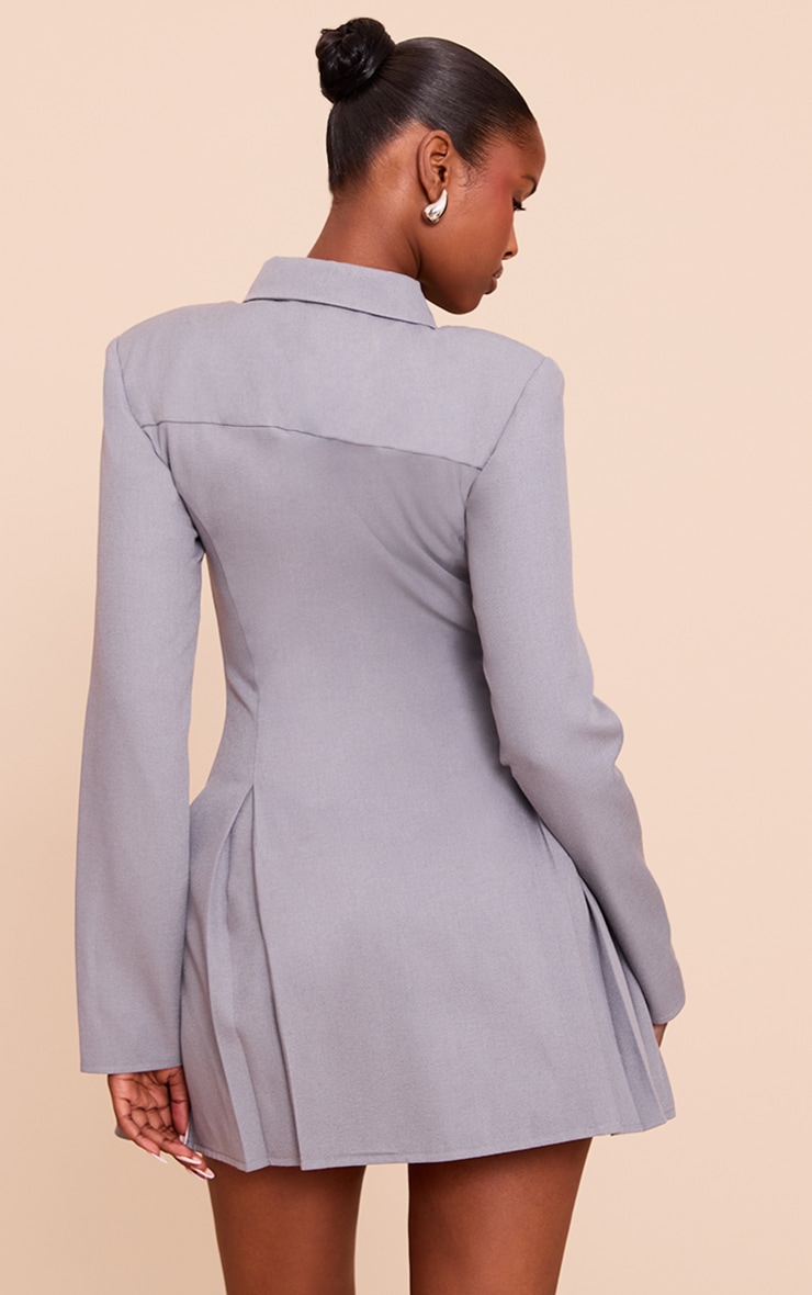 Blue Button Up Pleated Shirt Dress image 2