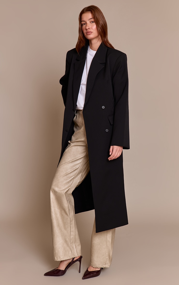 Black Maxi Tailored Double Breasted Jacket  image 3