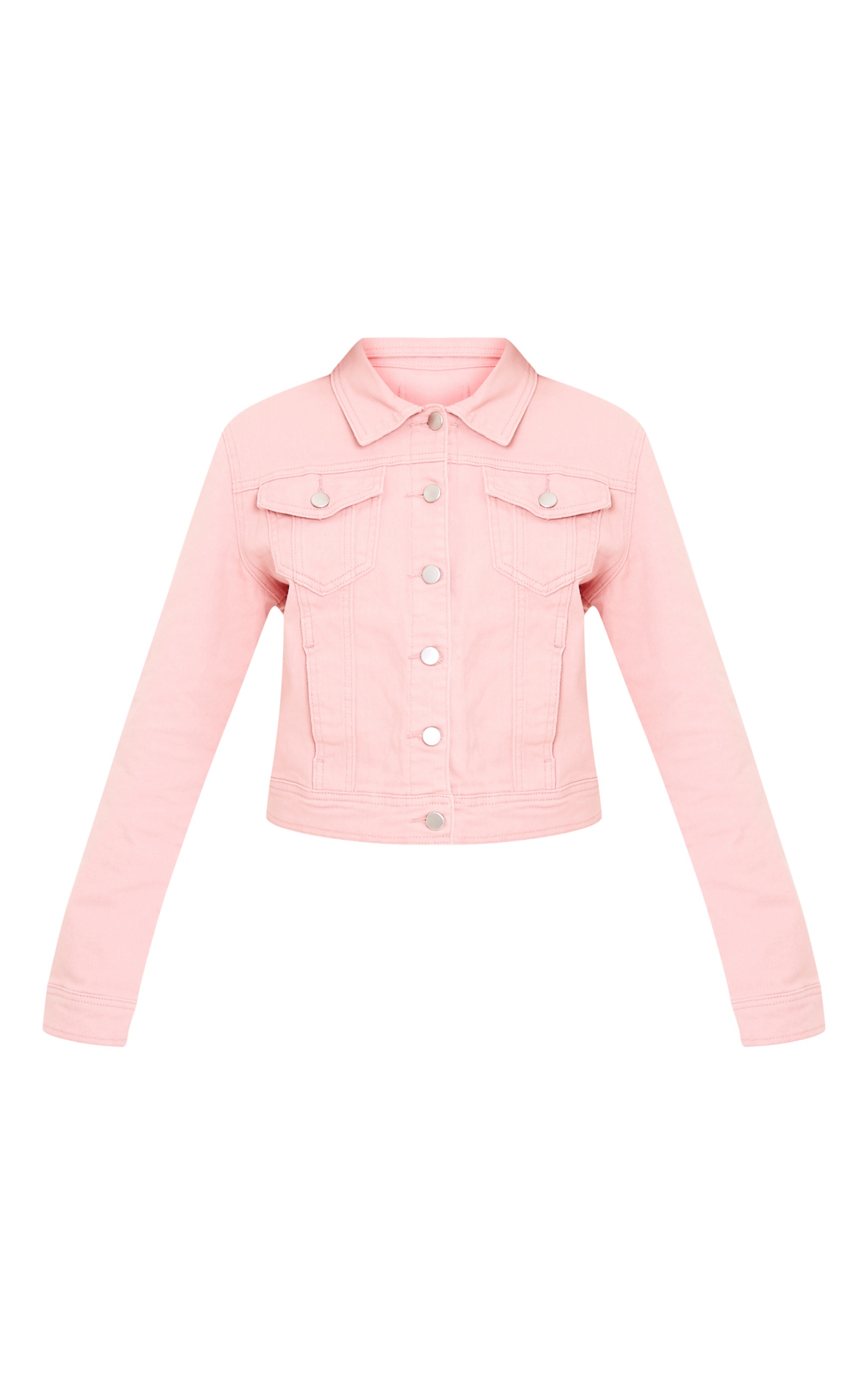 Adreanna Pink Cropped Denim Jacket Denim PrettyLittleThing USA