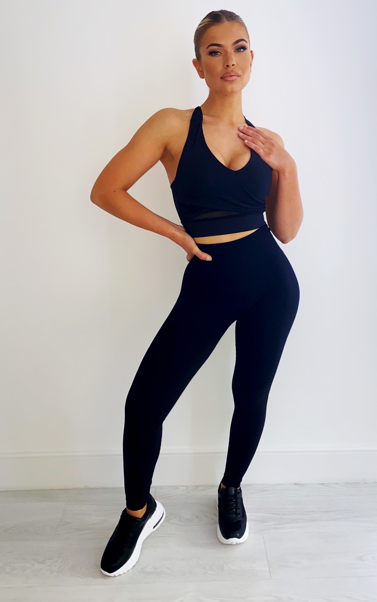 Legging de sport taille haute noir texturé sans coutures