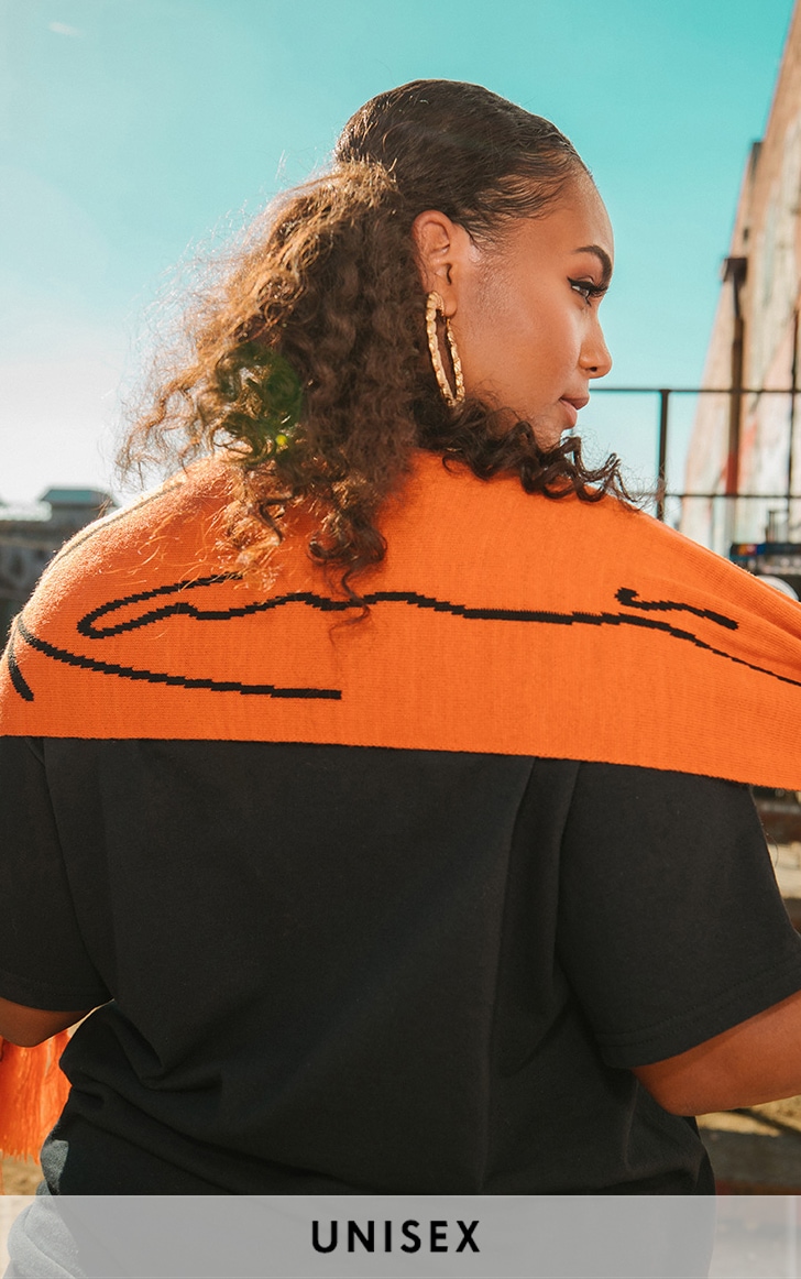 KARL KANI Orange Tassel Trim Scarf
