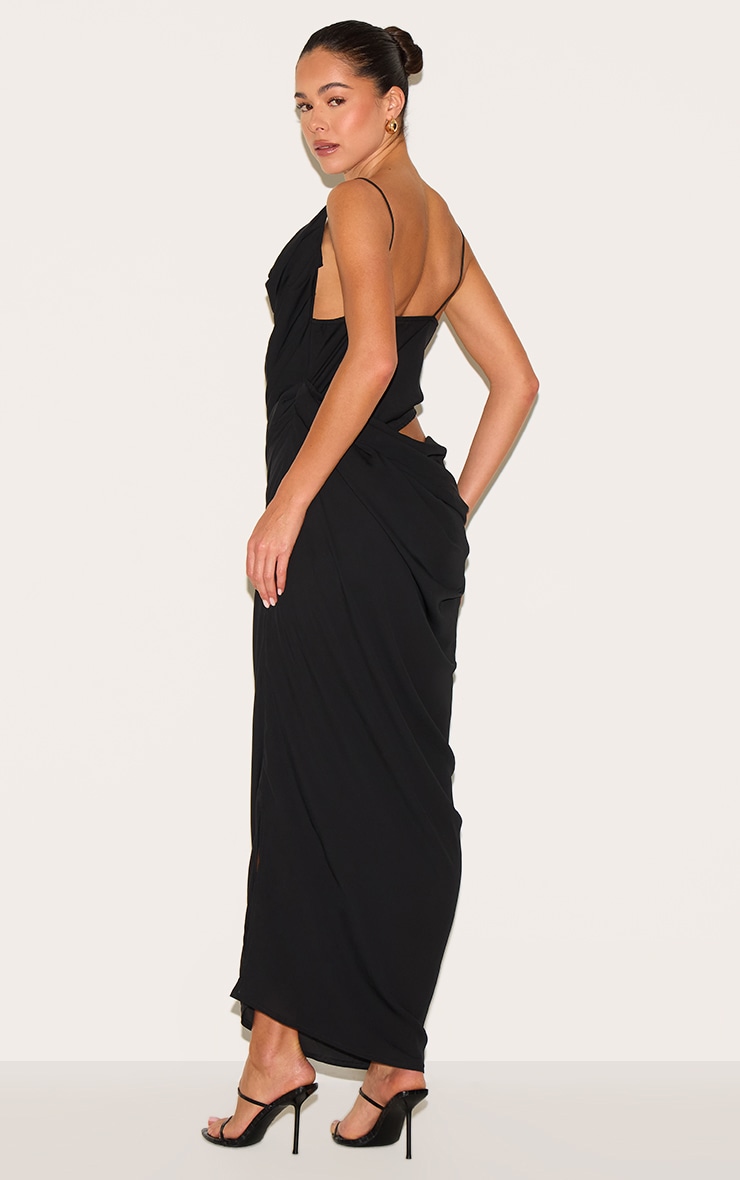 Black Chiffon Cowl Neck Cut Out Midaxi Dress image 2