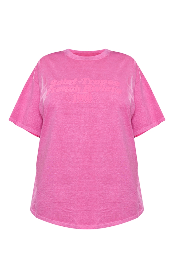 Pink Washed Saint Tropez Print T Shirt image 5