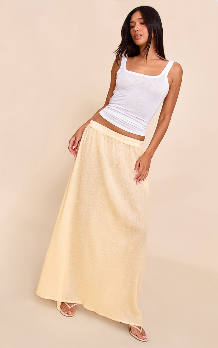 Butter Yellow Cotton Cheesecloth Elasticated Waist Maxi Skirt image 2