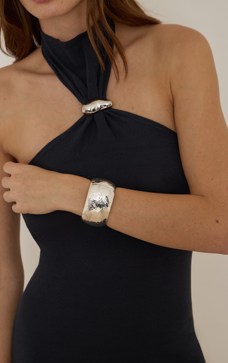 Charcoal Trim Halter Neck Dress image 4