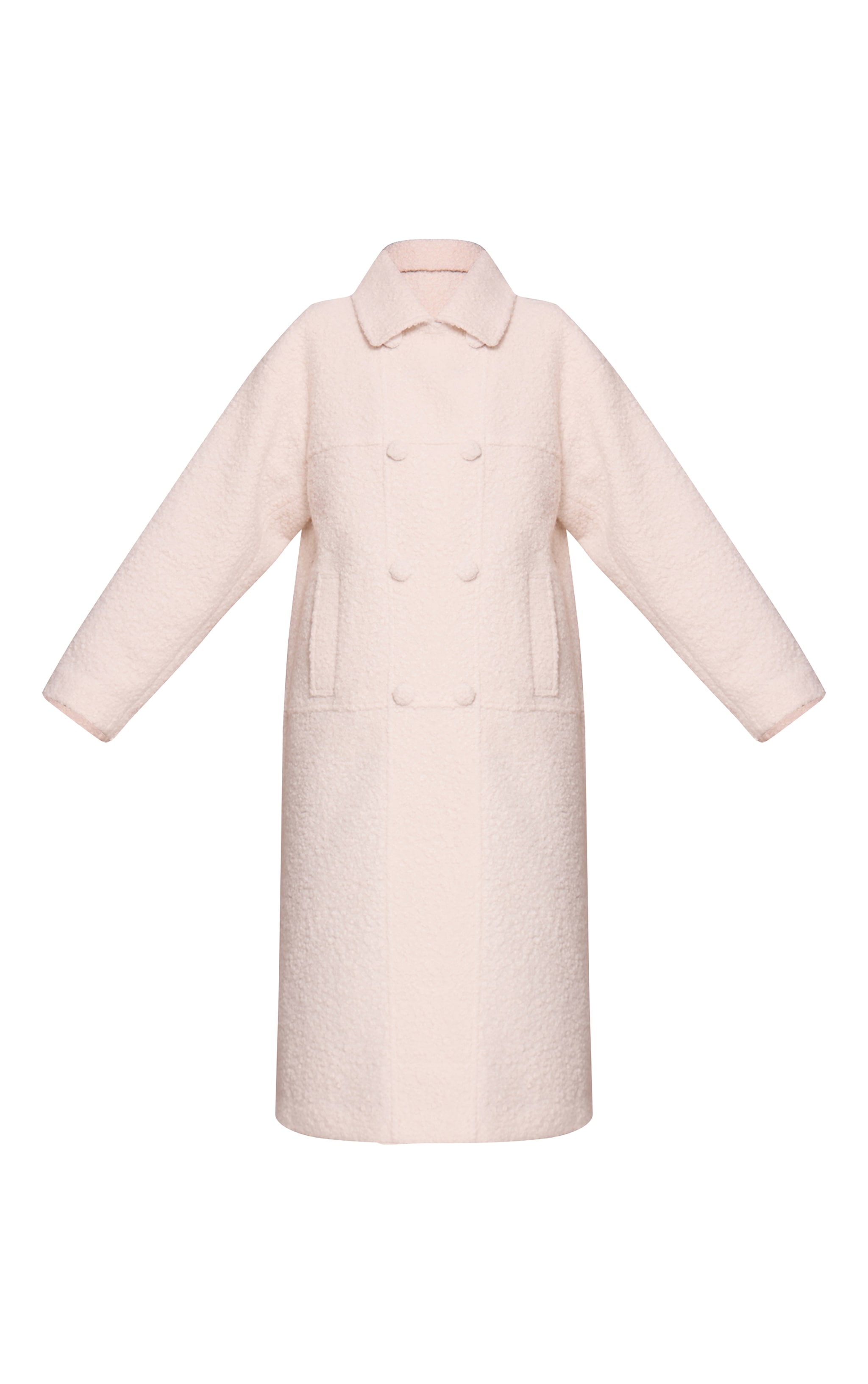 Ecru Boucle Double Breasted Maxi Coat image 5