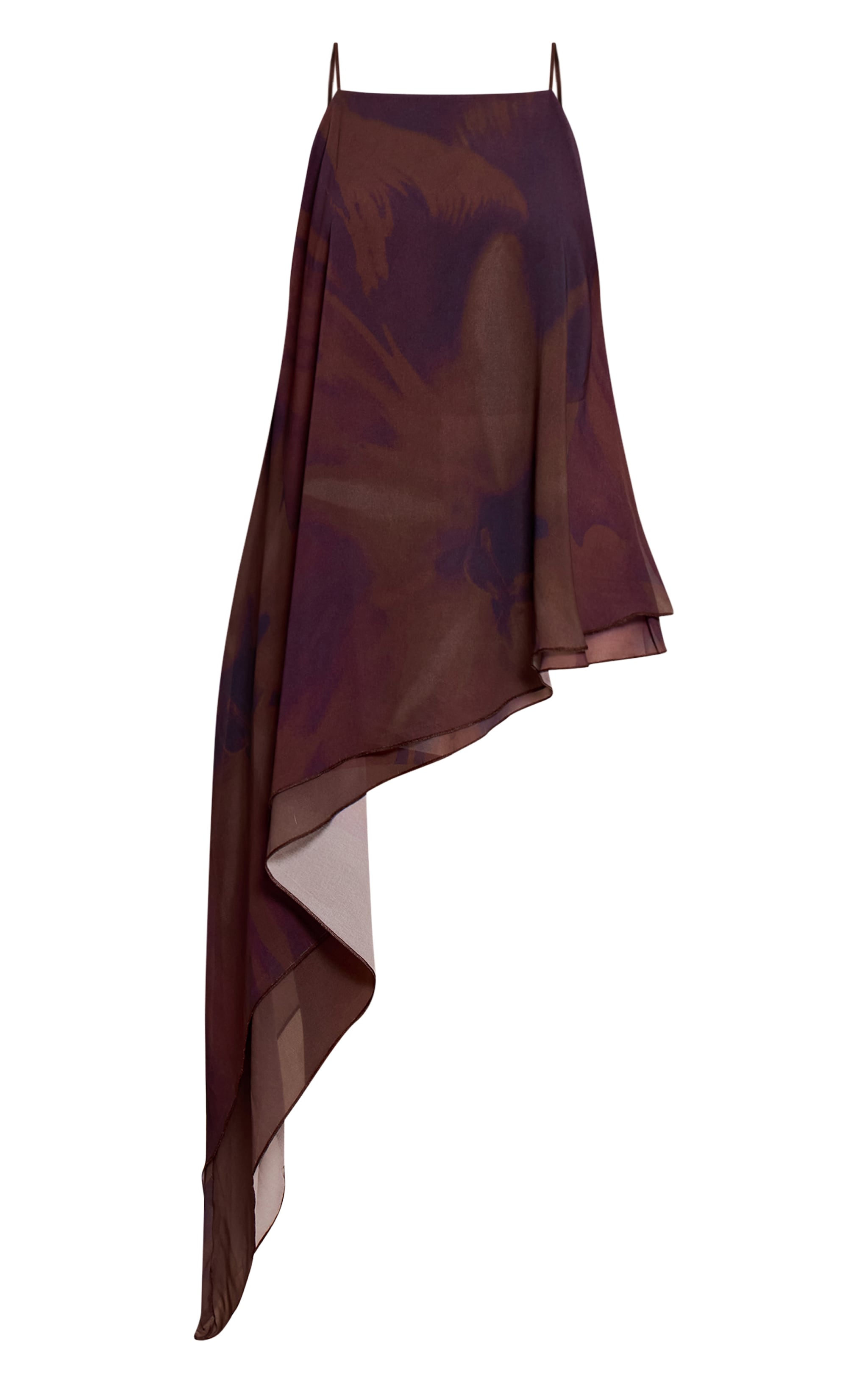 Mauve Printed Chiffon Strappy Asymmetric Longline Top image 5