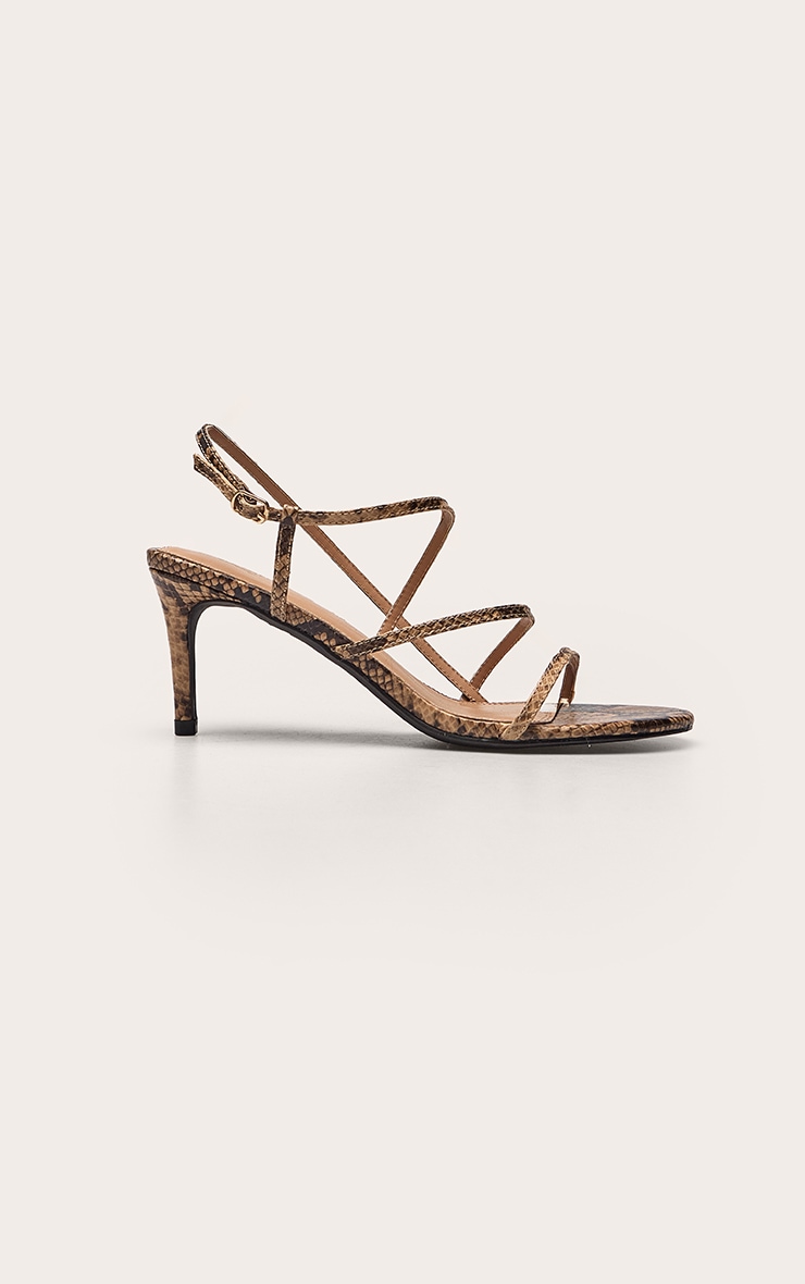 Brown Snake Strappy Round Toe Heeled Sandal image 2