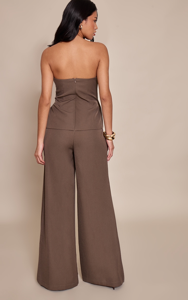 Chocolate Bandeau Tailored Straight Leg Jumpsuit image 2