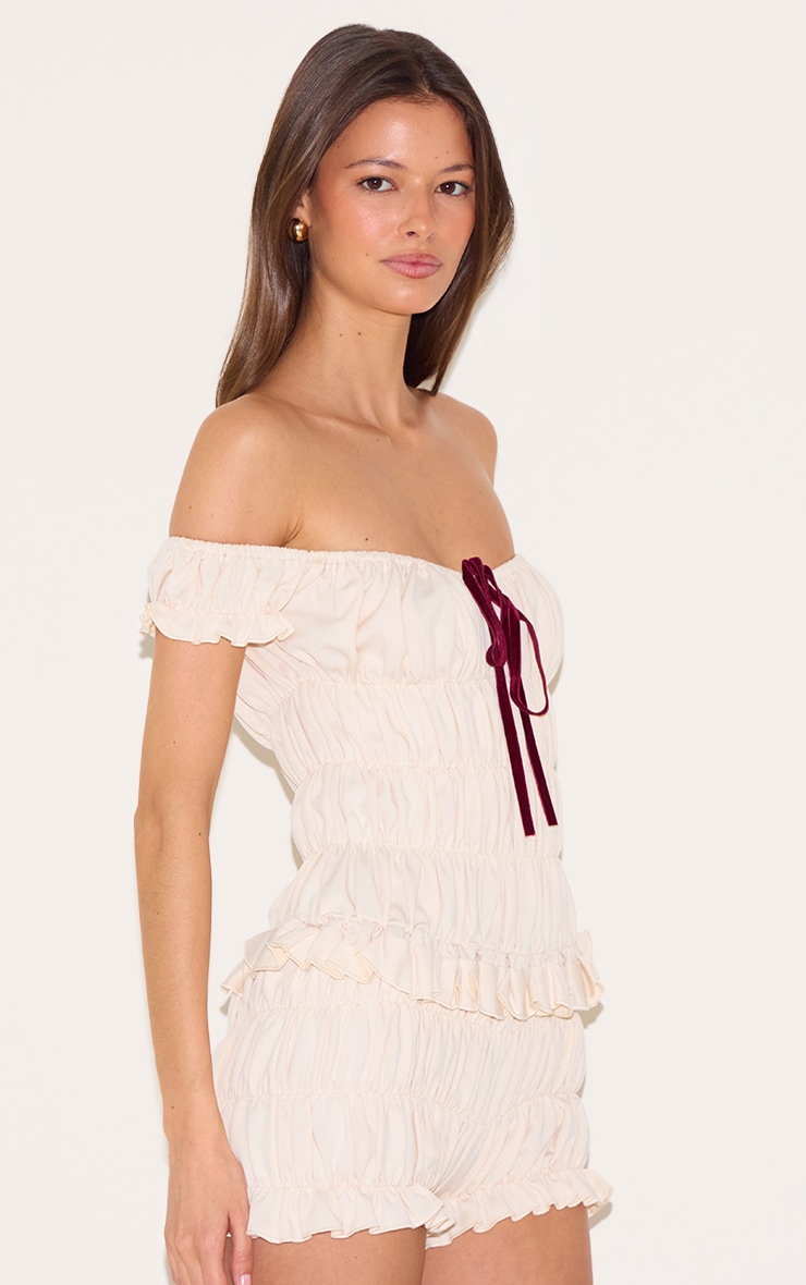 Stone Extreme Ruched Bardot Romper image 4