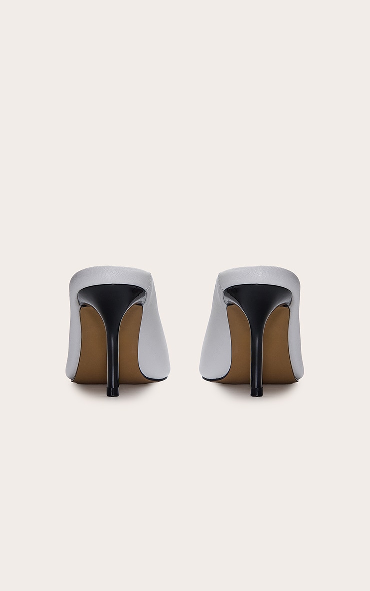 White Peep Toe Heeled Mules image 4