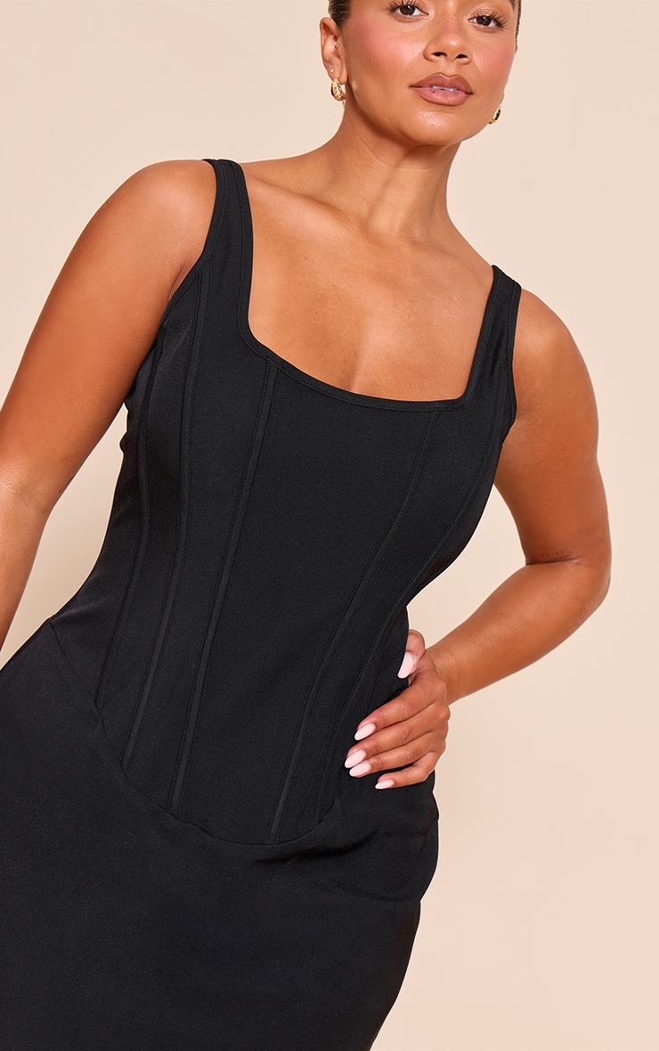 Shape black square neck corset mini dress image 4