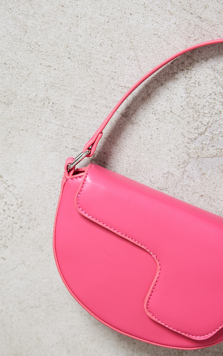 Pink PU Cut Out Flap Shoulder Bag image 3