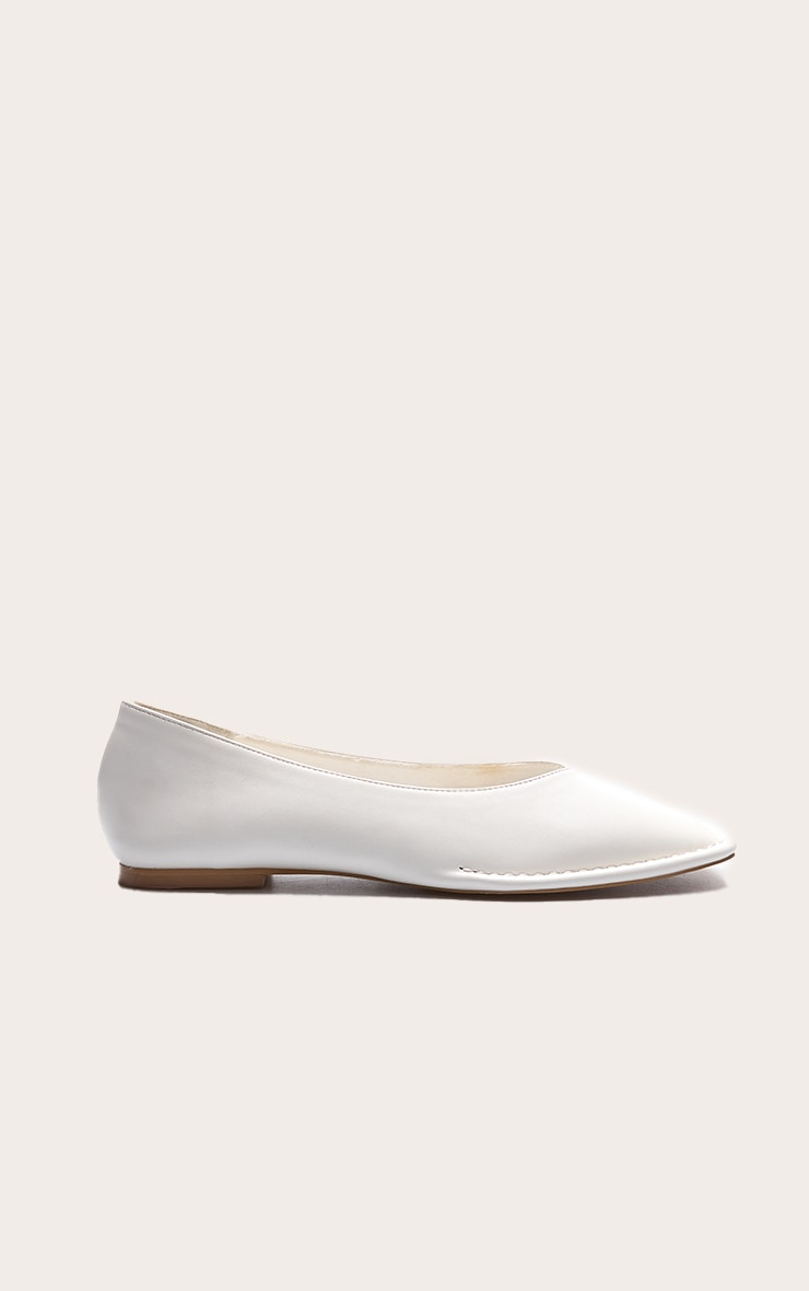 Cream Pu Croc Sqaure Toe Ballerina Pump image 2