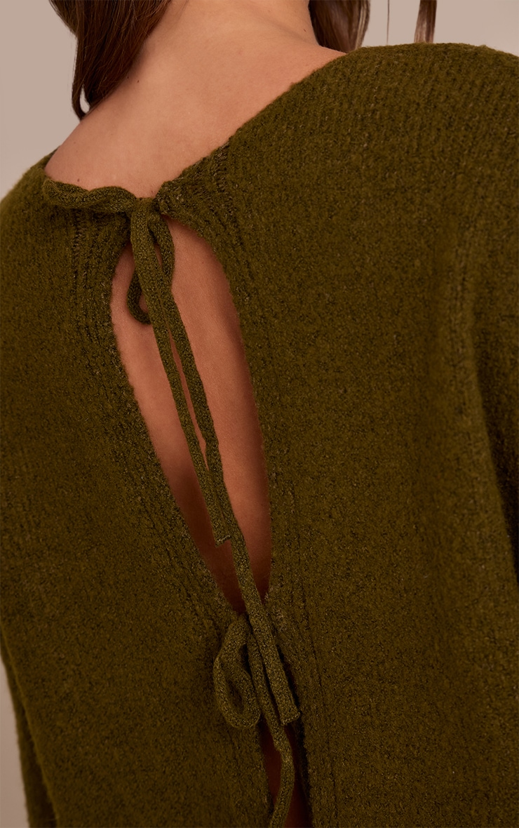 Khaki Tie Back Oversized Cardigan  image 4