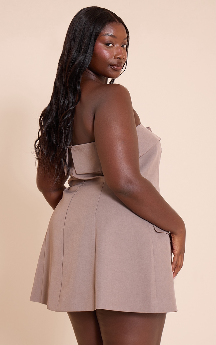 Plus Mushroom Bandeau Contrast Detail Mini Dress image 2