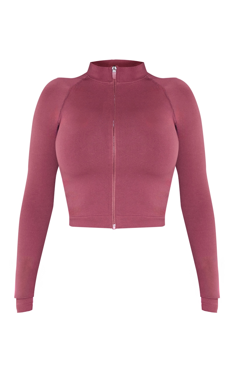 Shape Burgundy Seamless Active Zip Through Jacket | Shape | PLT