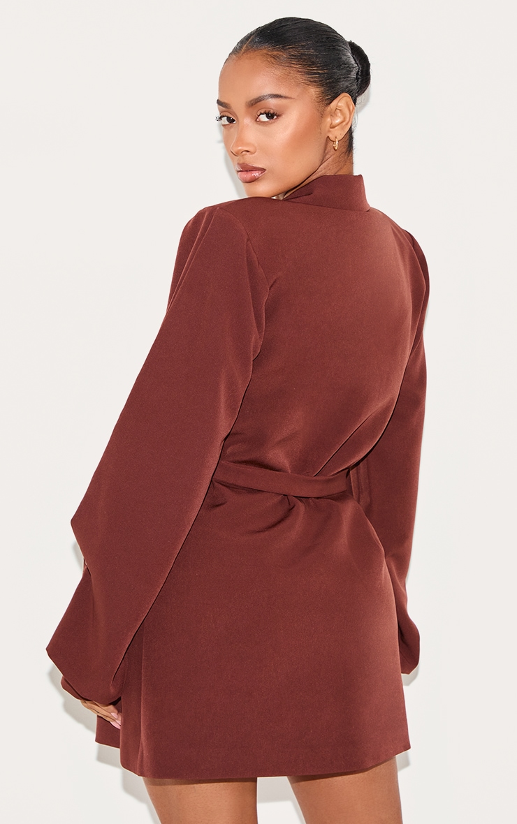 Shape Chocolate Tailored Pleated Sleeve Adjustable Waist Blazer Dress image 2