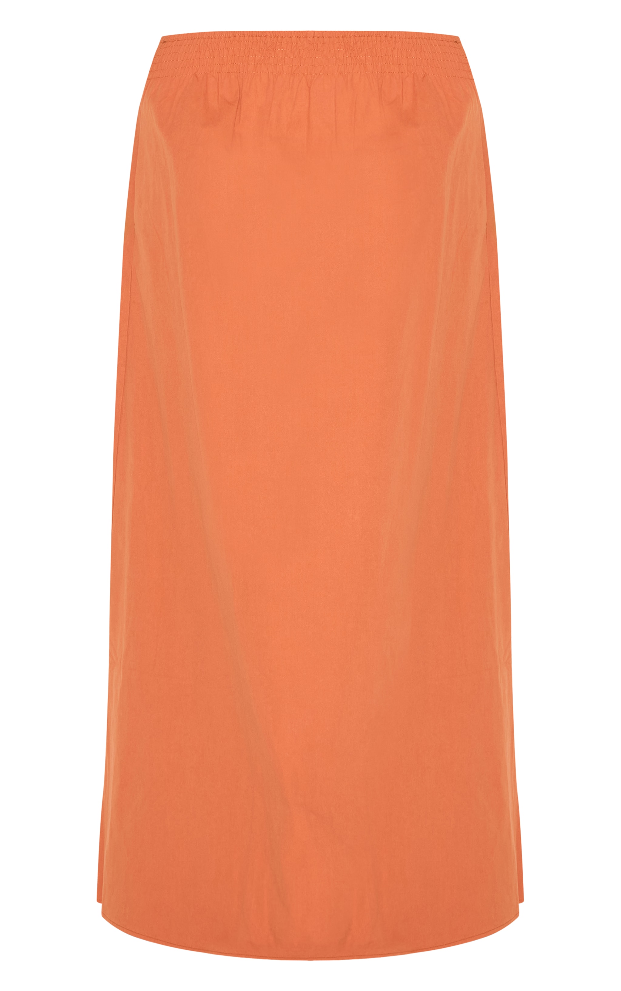 Plus Burnt Orange Shirred Waist Low Rise Maxi Skirt image 5