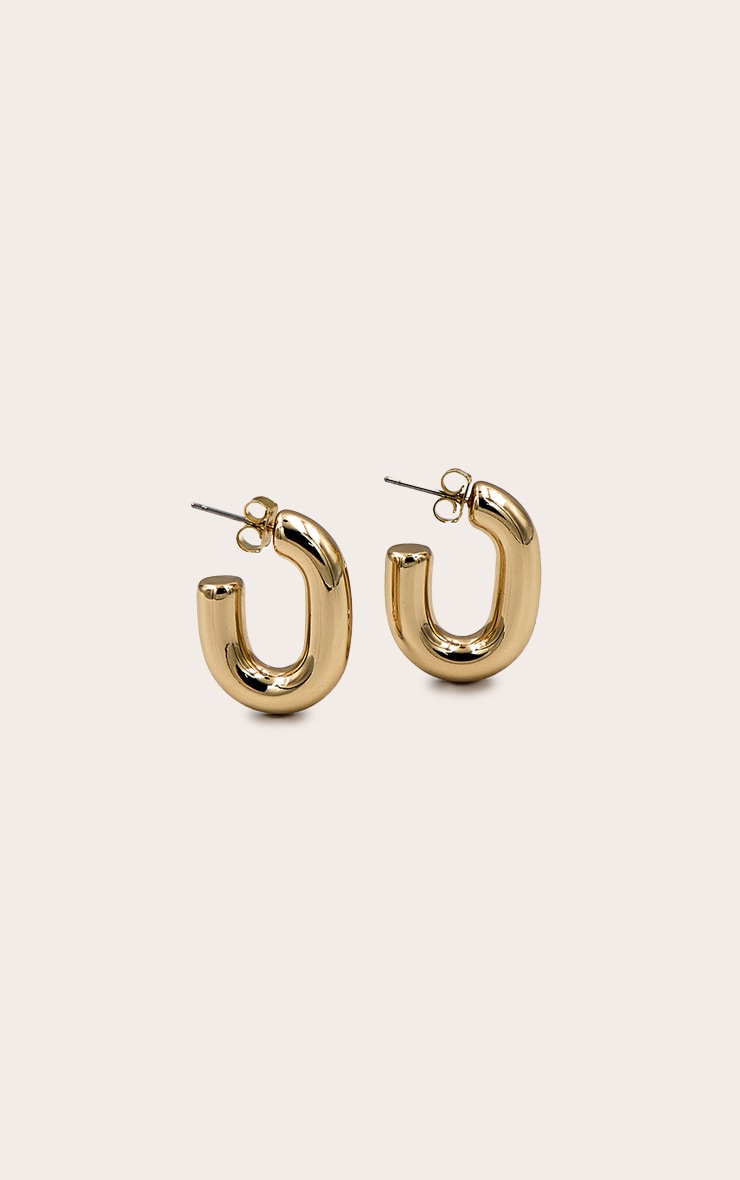 Gold Chubby Hoop Earrings image 1