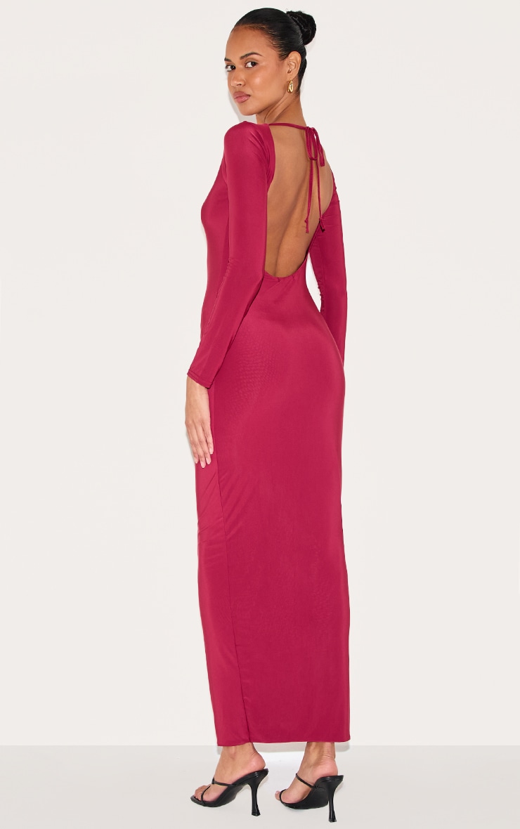 Robe longue moulante doublée rouge vin image 2