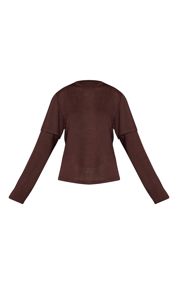 Dark Chocolate Marl Slub Jersey  Layered Oversized T- Shirt  image 5