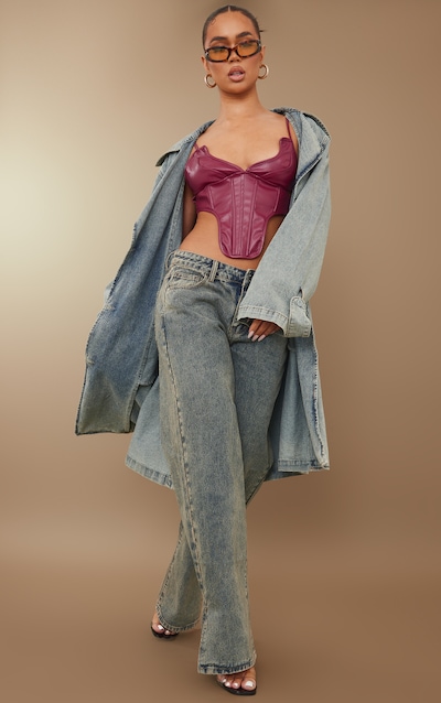 Jean taille basse délavé vintage à ourlets fendus