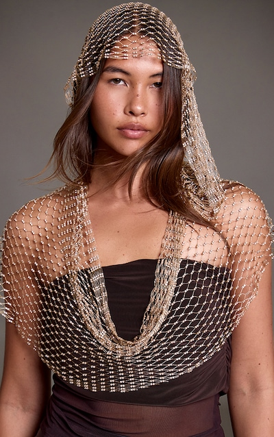 Snood résille doré diamanté