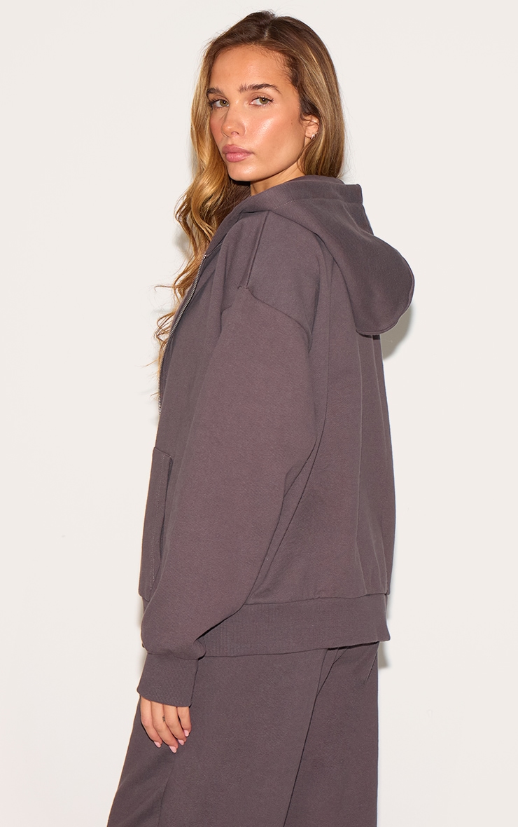 Charcoal Premium Zip Up Oversized Sweat Hoodie image 2